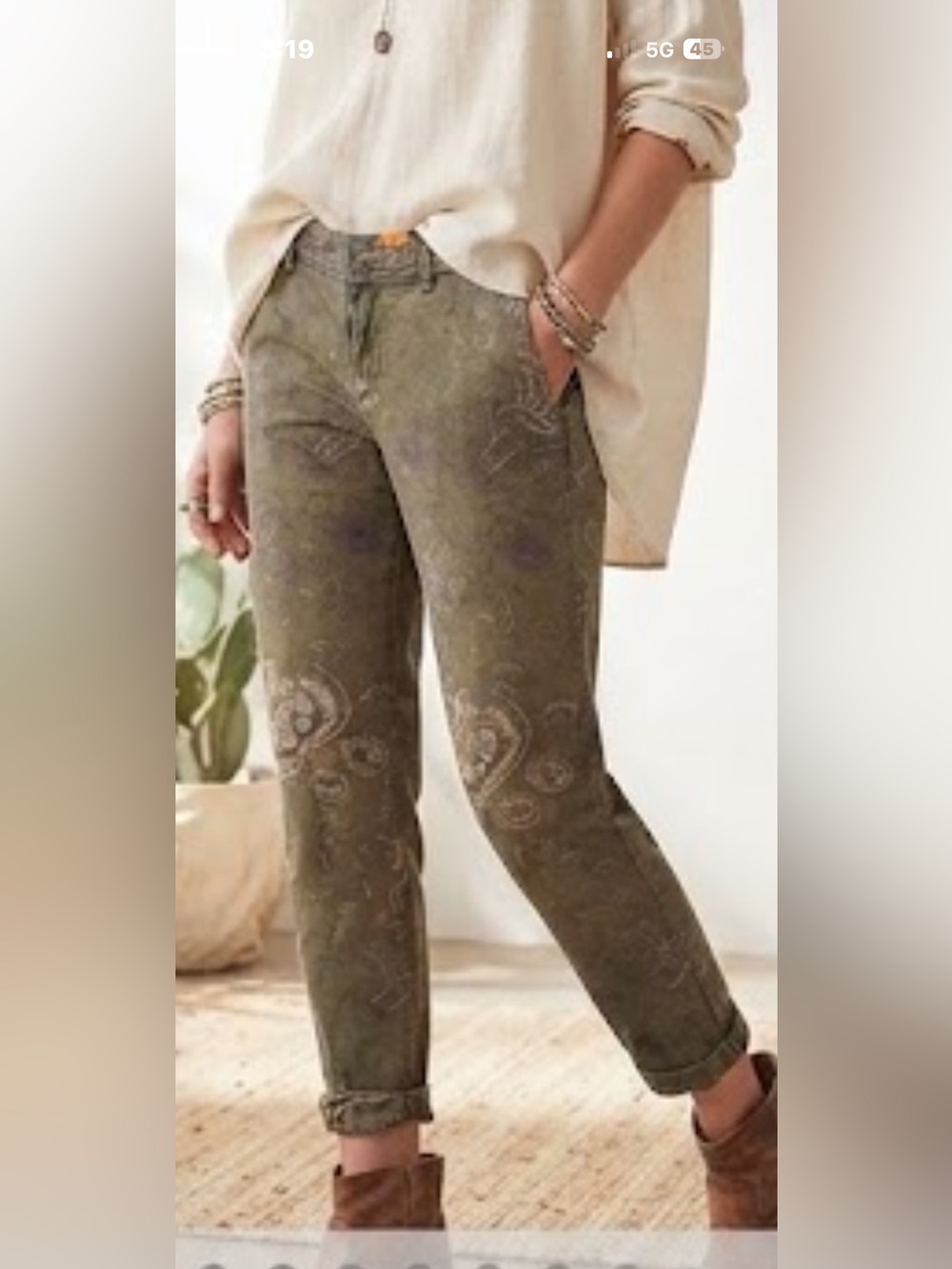 Pilcro and the Letterpress by Anthropologie Paisley Print Chino Pants 27 Green